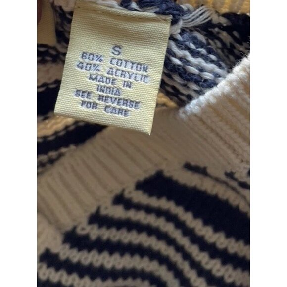 Vintage Limited America Sweater Women’s Sz Small Blue Cream Stripes Cotton - Picture 11 of 14